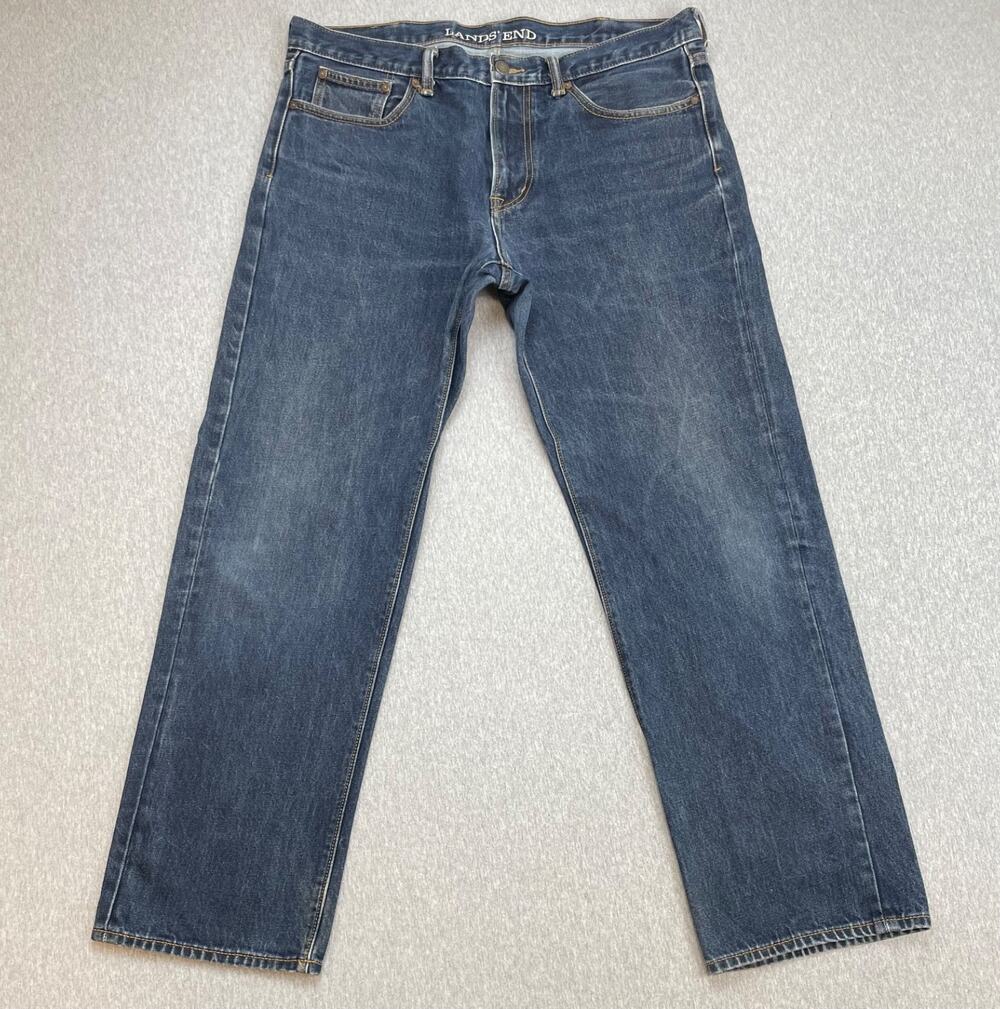 Lands End Jeans Mens 35 Blue 100%‎ Cotton Regular Fit Straight